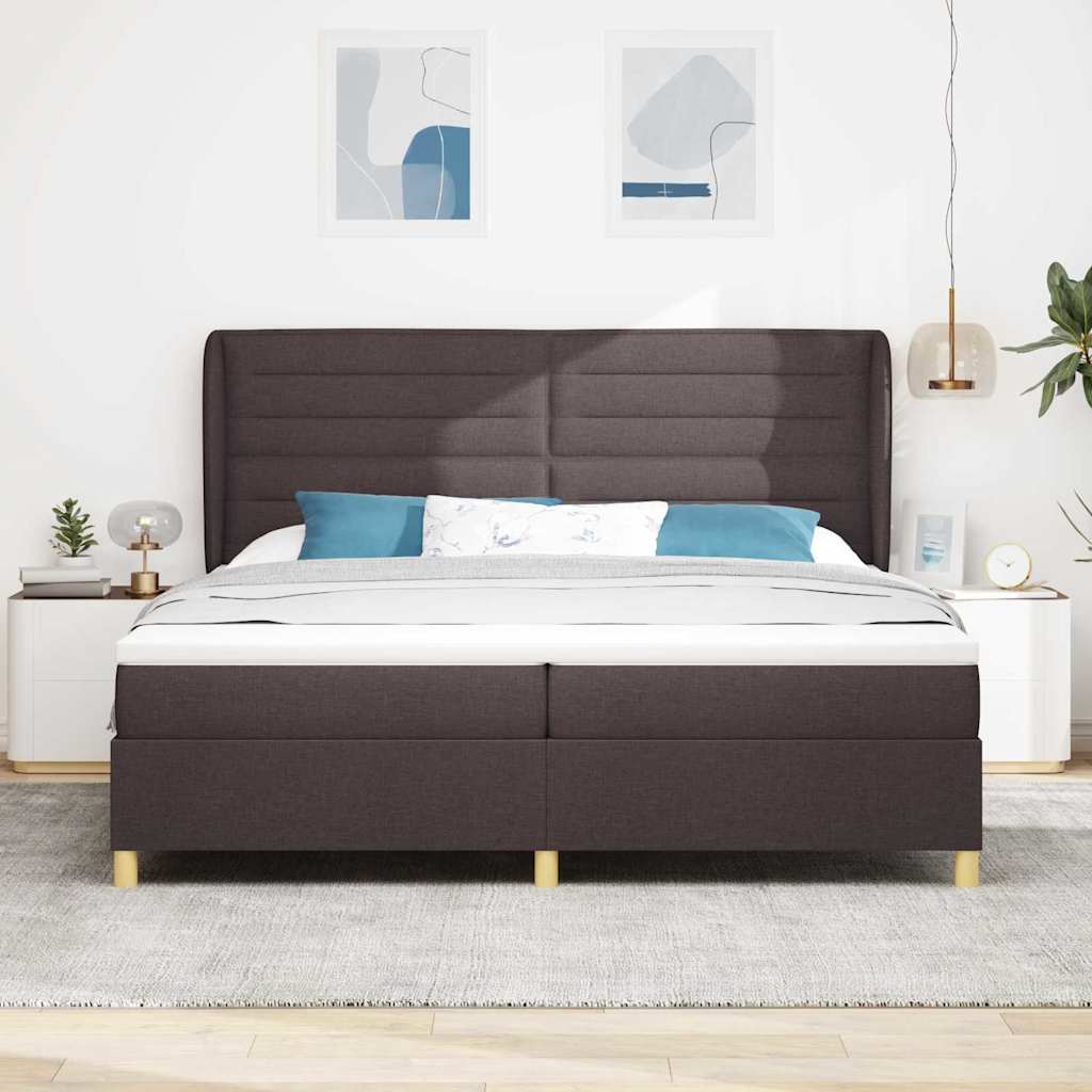 Boxspringbed met matras Donkerbruin 200 x 200 cm Stof – afbeelding 3
