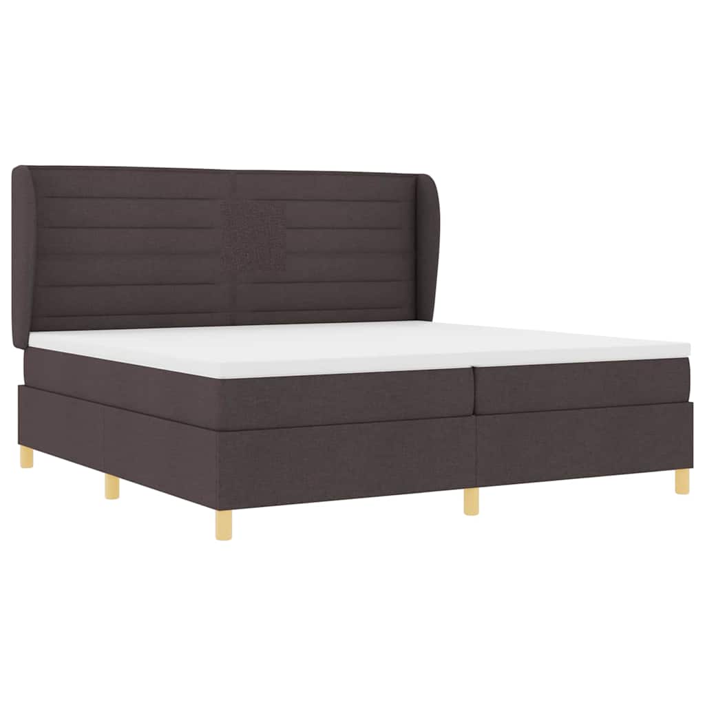 Boxspringbed met matras Donkerbruin 200 x 200 cm Stof – afbeelding 5