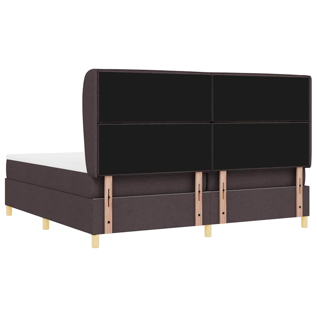 Boxspringbed met matras Donkerbruin 200 x 200 cm Stof – afbeelding 9