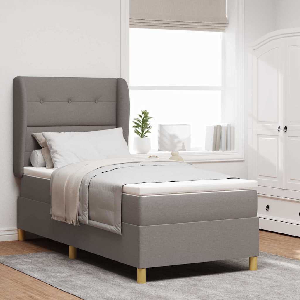 Boxspringbed met matras met hoofdeinde Taupe 200 x 90 cm Stof – afbeelding 1