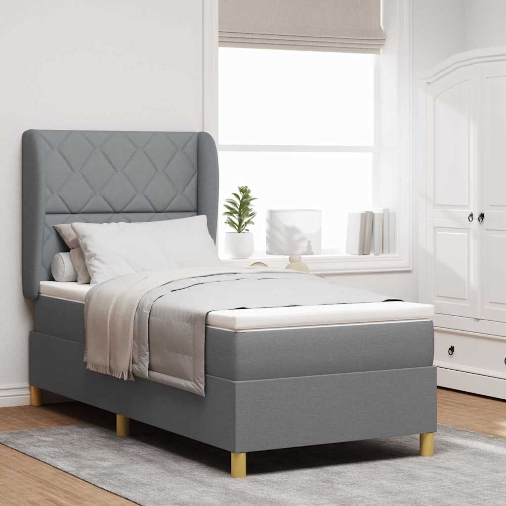 Boxspringbed met hoofdeinde Lichtgrijs 190 x 90 cm Stof