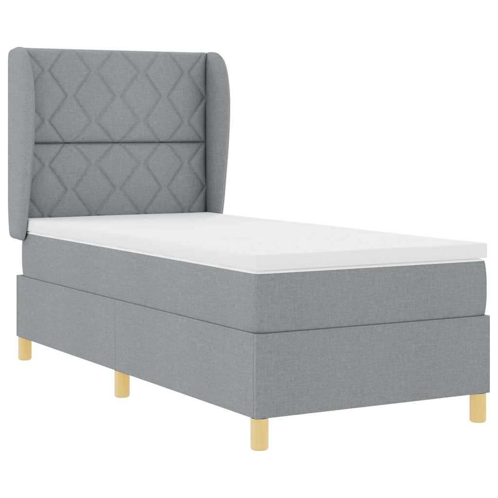 Boxspringbed met hoofdeinde Lichtgrijs 190 x 90 cm Stof – afbeelding 4