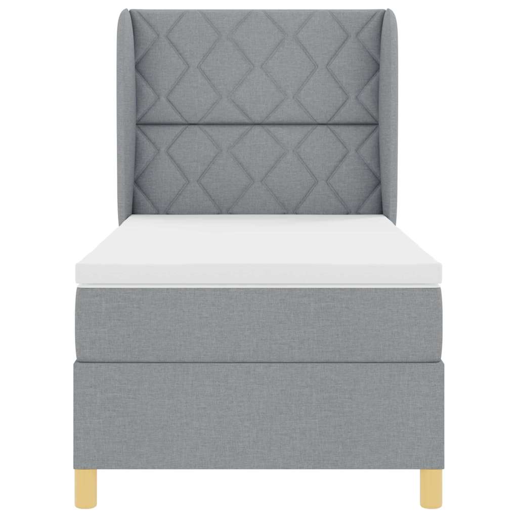 Boxspringbed met hoofdeinde Lichtgrijs 190 x 90 cm Stof – afbeelding 7