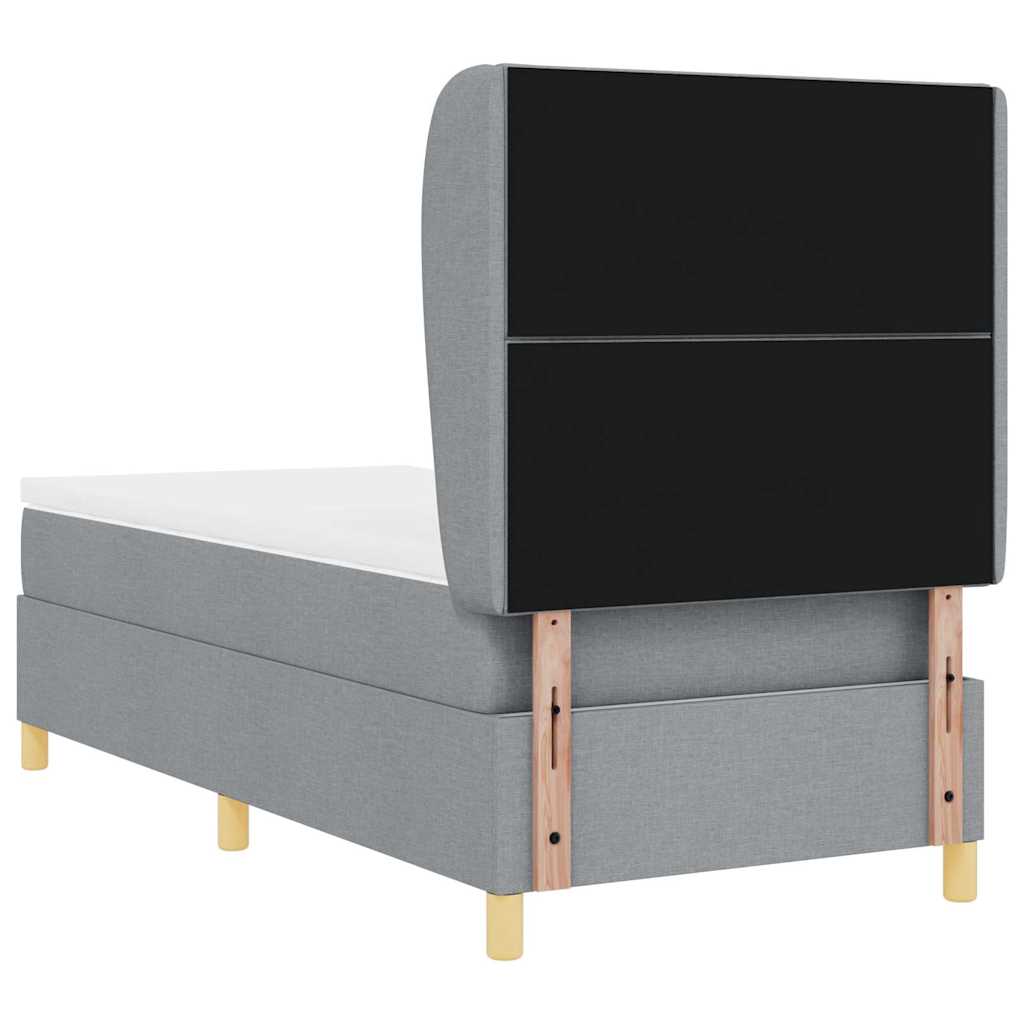 Boxspringbed met hoofdeinde Lichtgrijs 190 x 90 cm Stof – afbeelding 9