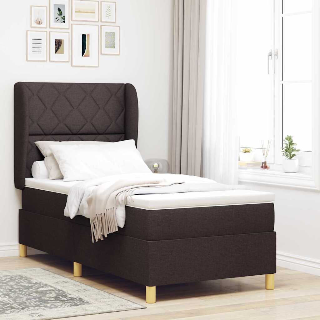 Boxspringbed met matras Donkerbruin 200 x 100 cm Stof – afbeelding 1