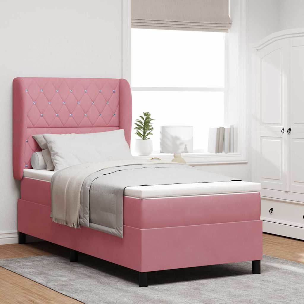 Boxspringbed met matras Roze 200 x 100 cm Fluweel – afbeelding 1