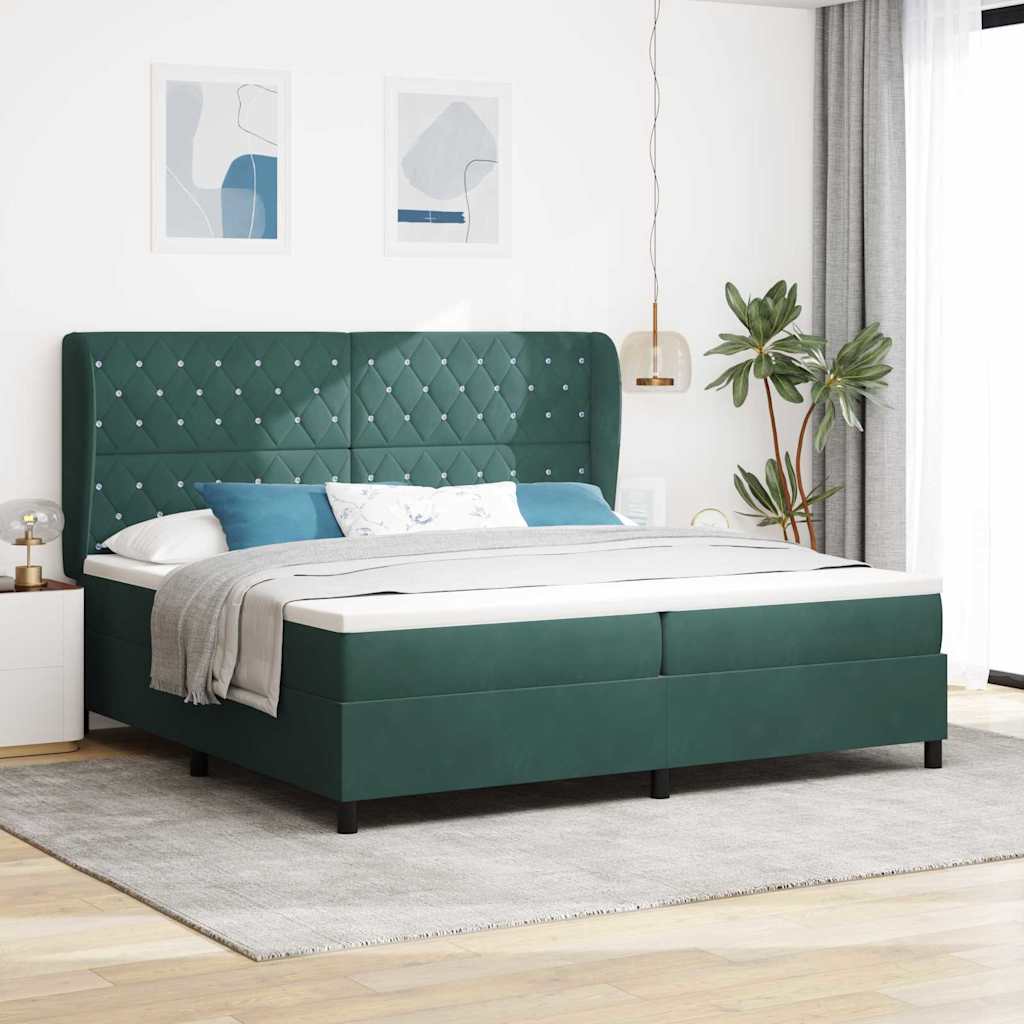 Boxspringbed met matras Donkergroen 200 x 200 cm Fluweel