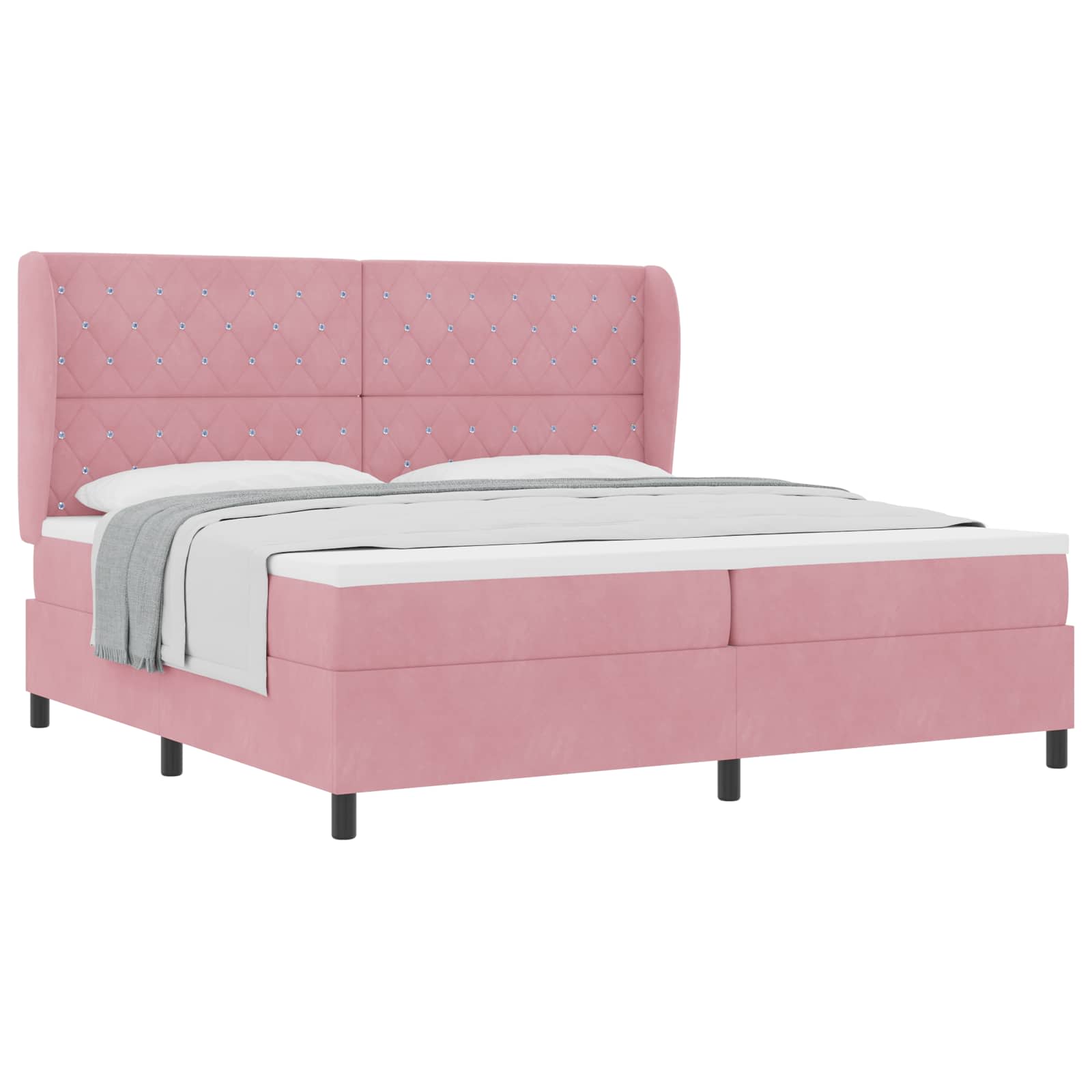 Boxspringbed met matras Roze 200 x 200 cm Fluweel – afbeelding 2