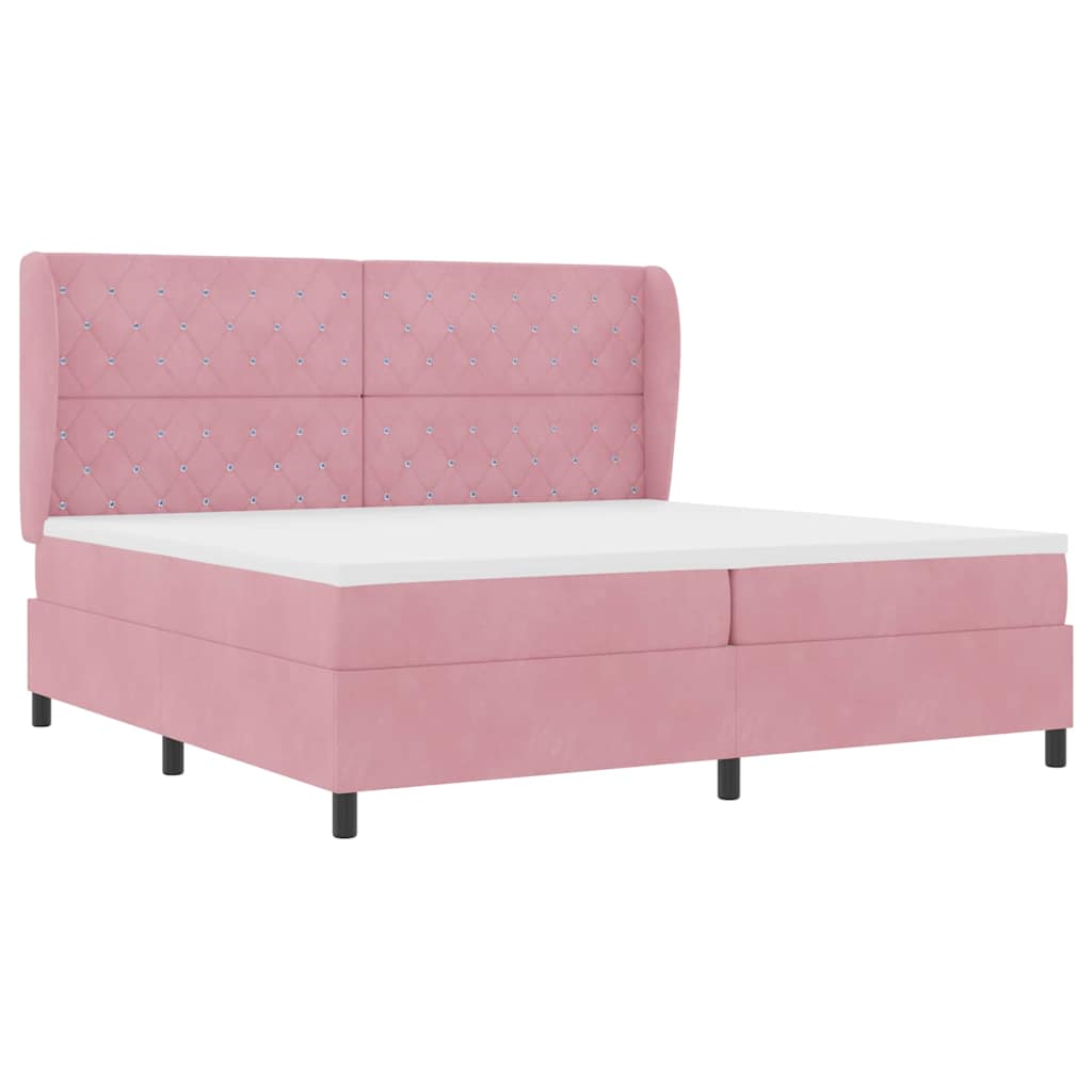 Boxspringbed met matras Roze 200 x 200 cm Fluweel – afbeelding 4