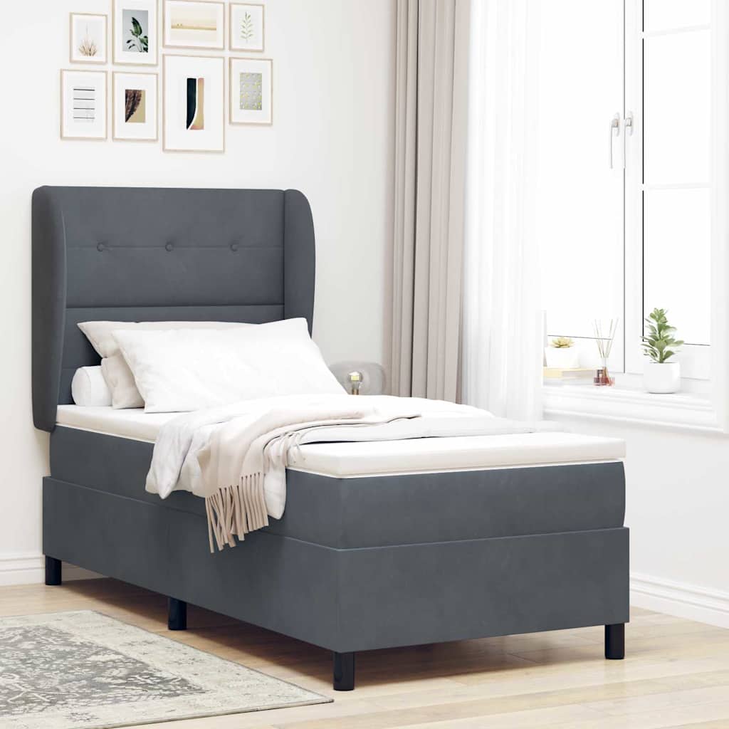 Boxspringbed met matras Donkergrijs 200 x 80 cm Fluweel – afbeelding 1