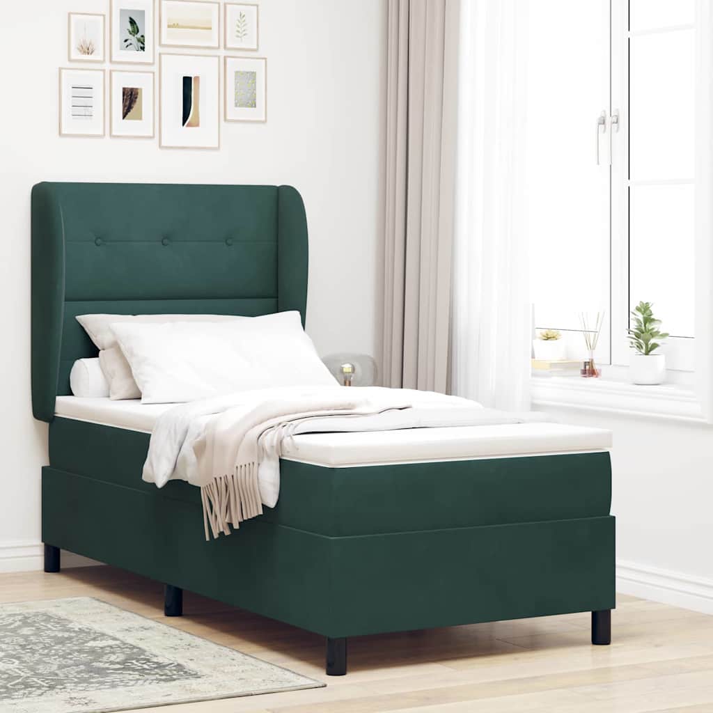 Boxspringbed met hoofdeinde Donkergroen 190 x 90 cm Fluweel