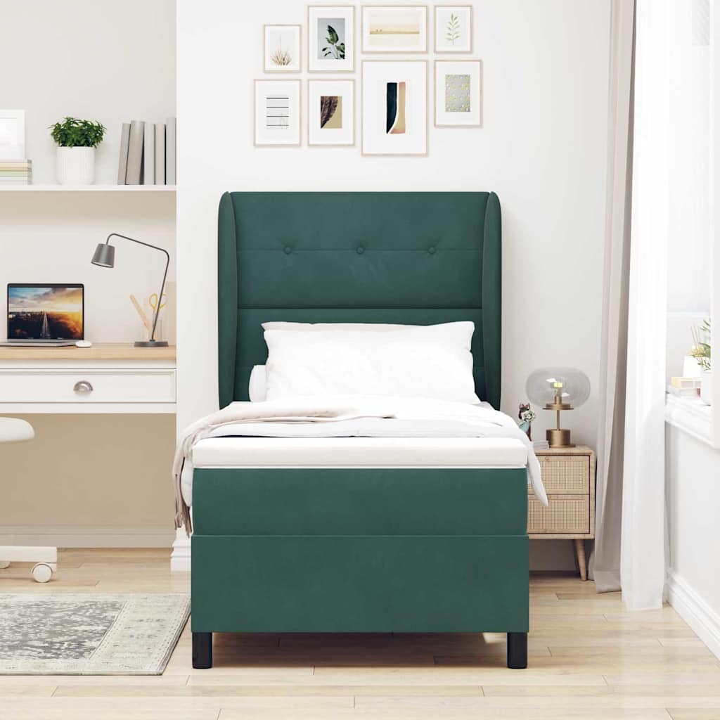 Boxspringbed met hoofdeinde Donkergroen 190 x 90 cm Fluweel – afbeelding 3