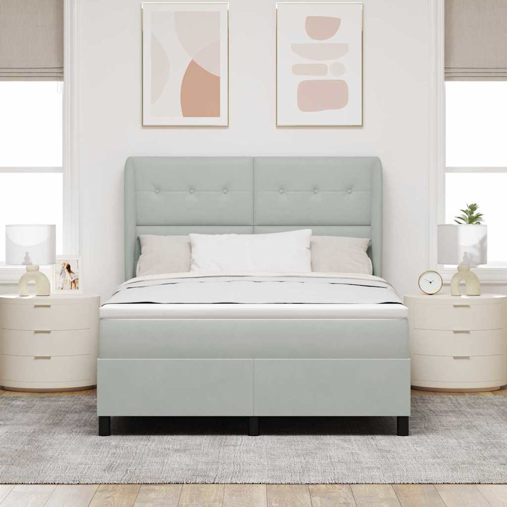 Boxspringbed met matras Lichtgrijs 200 x 160 cm Fluweel – afbeelding 1