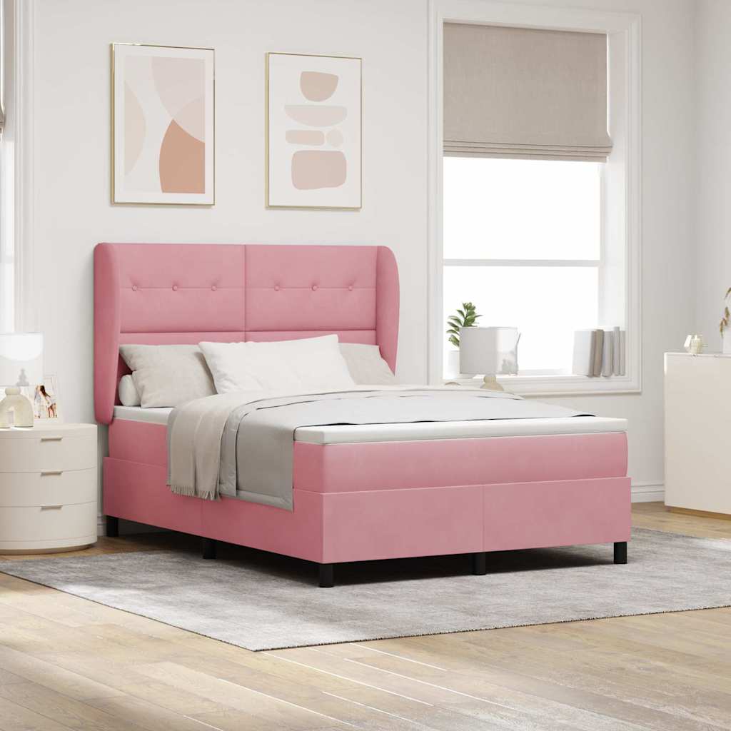 Boxspringbed met matras Roze 200 x 160 cm Fluweel – afbeelding 1