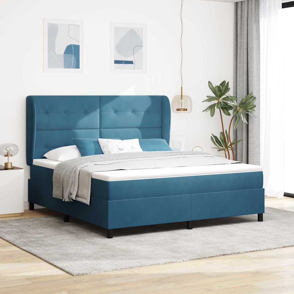 Boxspringbed met matras Donkerblauw 200 x 180 cm Fluweel – afbeelding 1