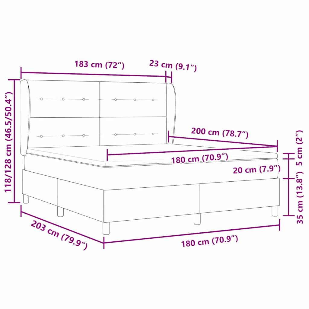 Boxspringbed met matras Donkerblauw 200 x 180 cm Fluweel – afbeelding 12