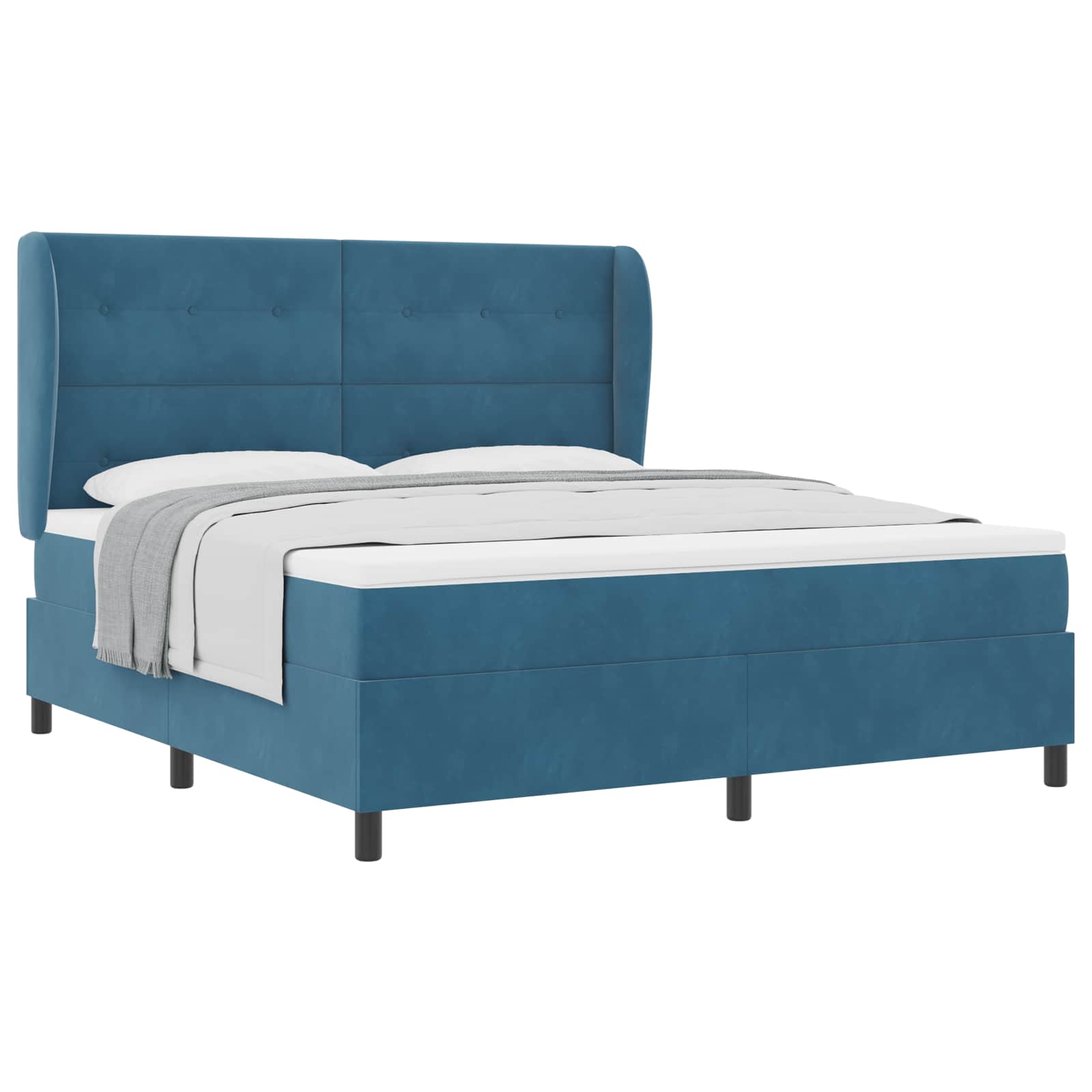 Boxspringbed met matras Donkerblauw 200 x 180 cm Fluweel – afbeelding 2