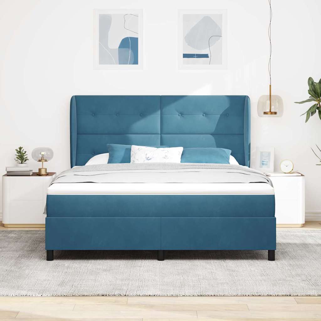 Boxspringbed met matras Donkerblauw 200 x 180 cm Fluweel – afbeelding 3