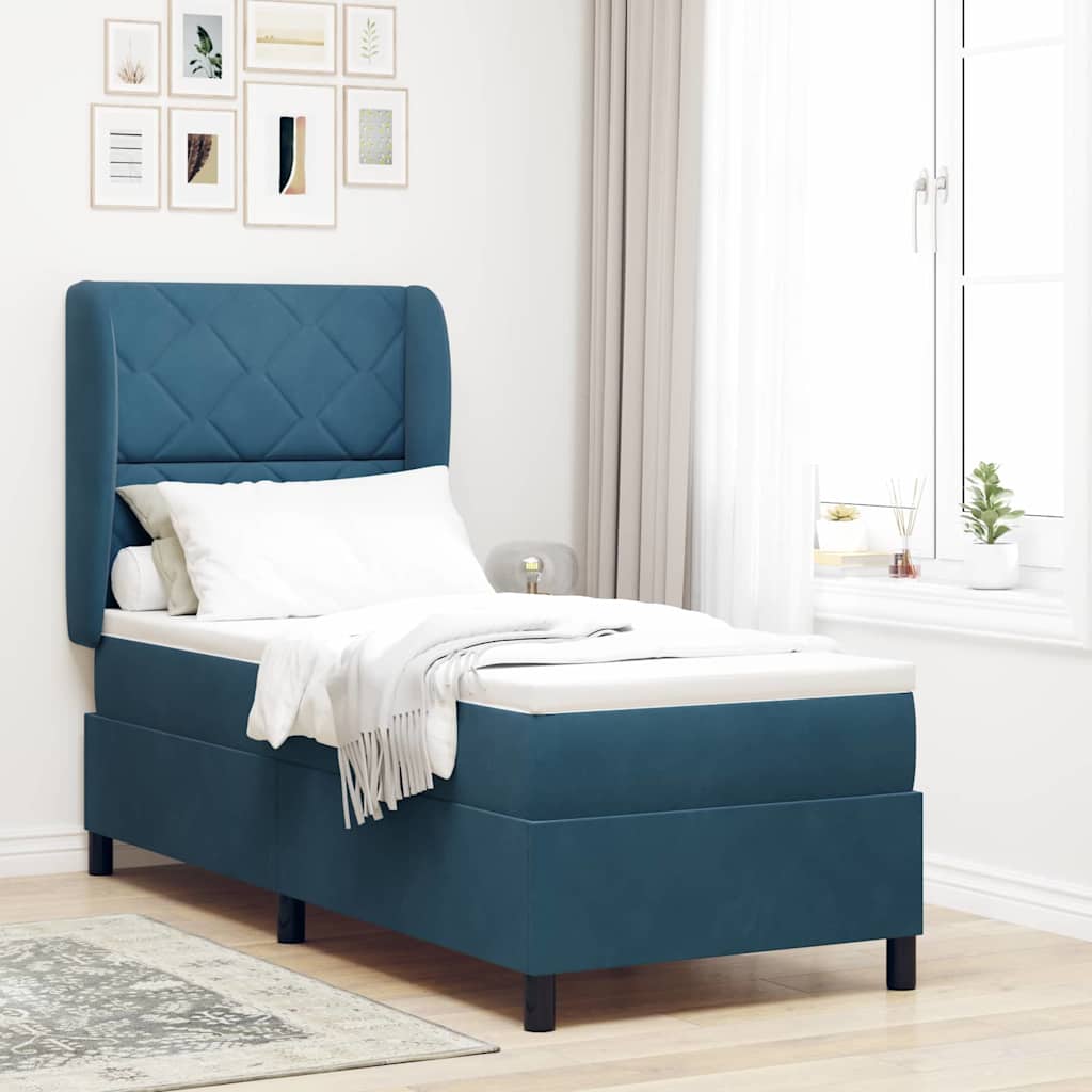 Boxspringbed met matras Donkerblauw 200 x 80 cm Fluweel – afbeelding 1