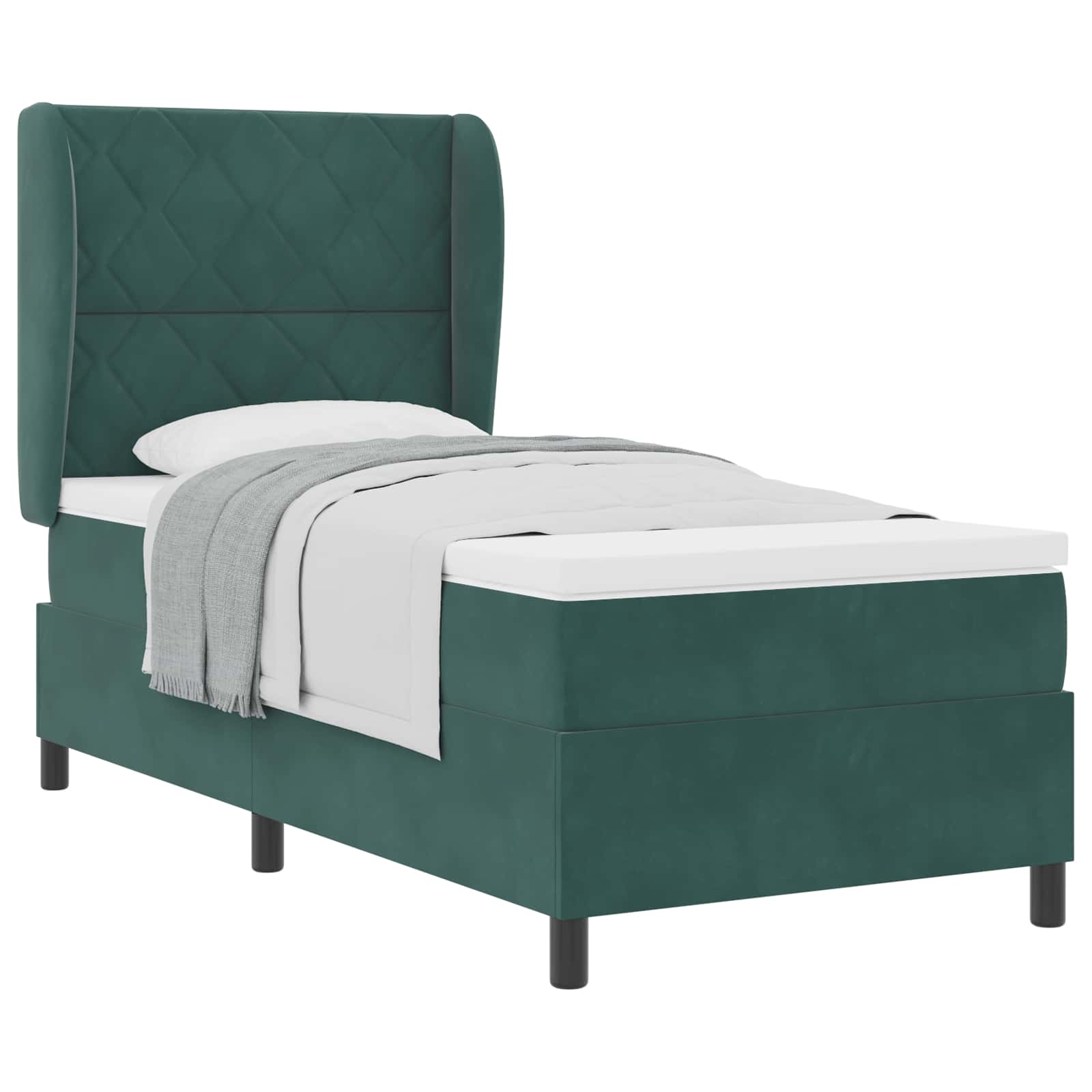Boxspringbed met hoofdeinde Donkergroen 200 x 90 cm Fluweel – afbeelding 2