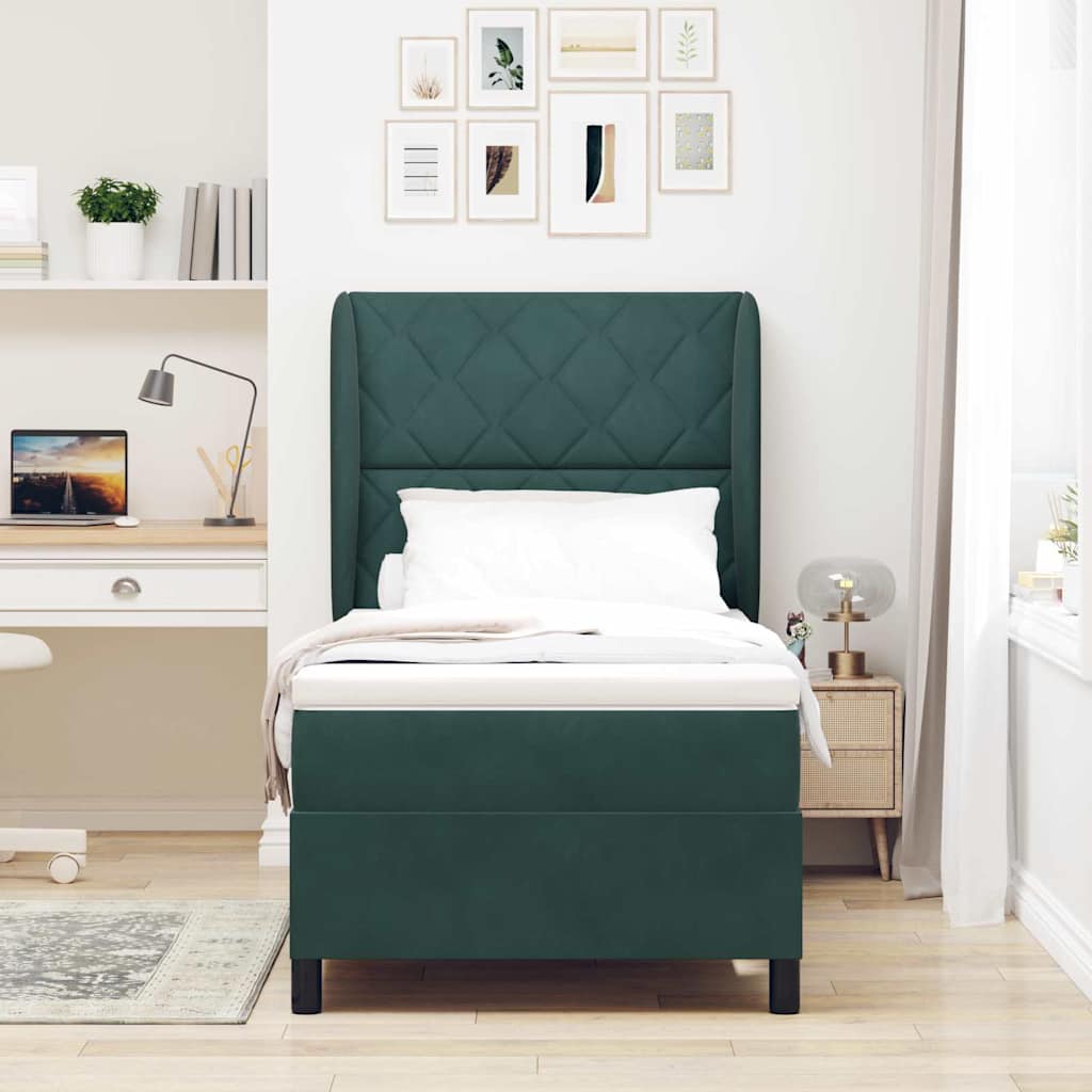 Boxspringbed met hoofdeinde Donkergroen 200 x 90 cm Fluweel – afbeelding 3