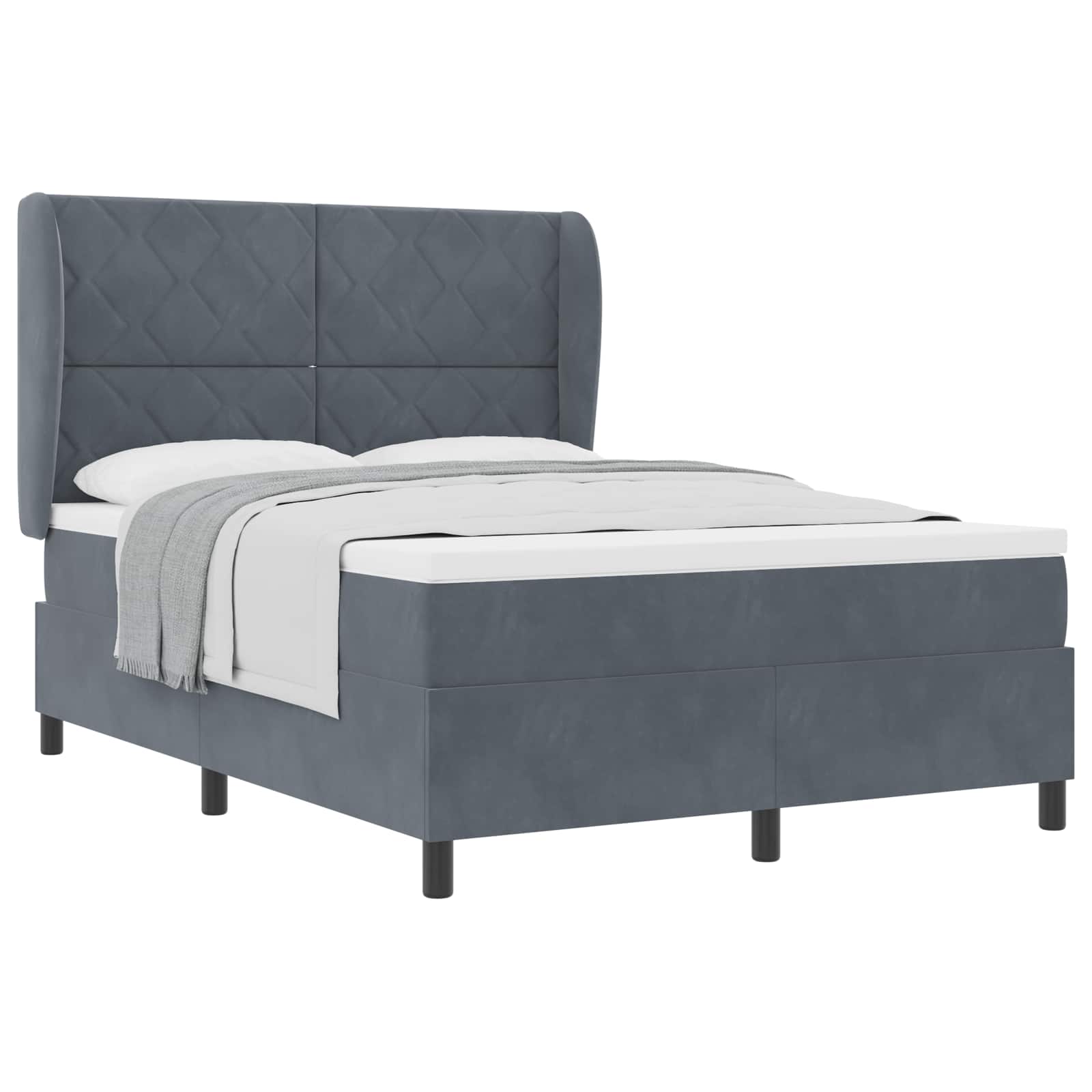 Boxspringbed met hoofdeinde Donkergrijs 190 x 140 cm Fluweel – afbeelding 2