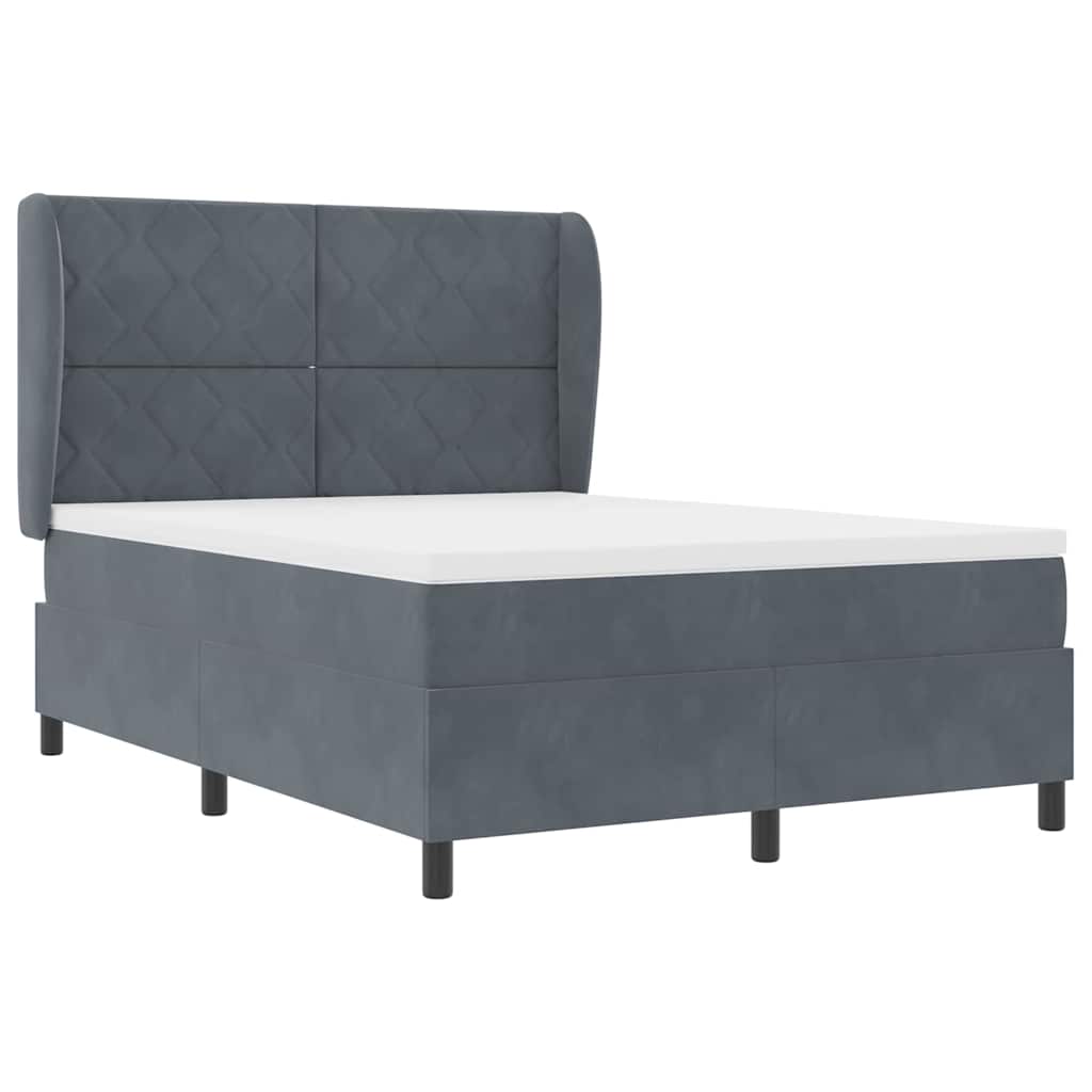 Boxspringbed met hoofdeinde Donkergrijs 190 x 140 cm Fluweel – afbeelding 4