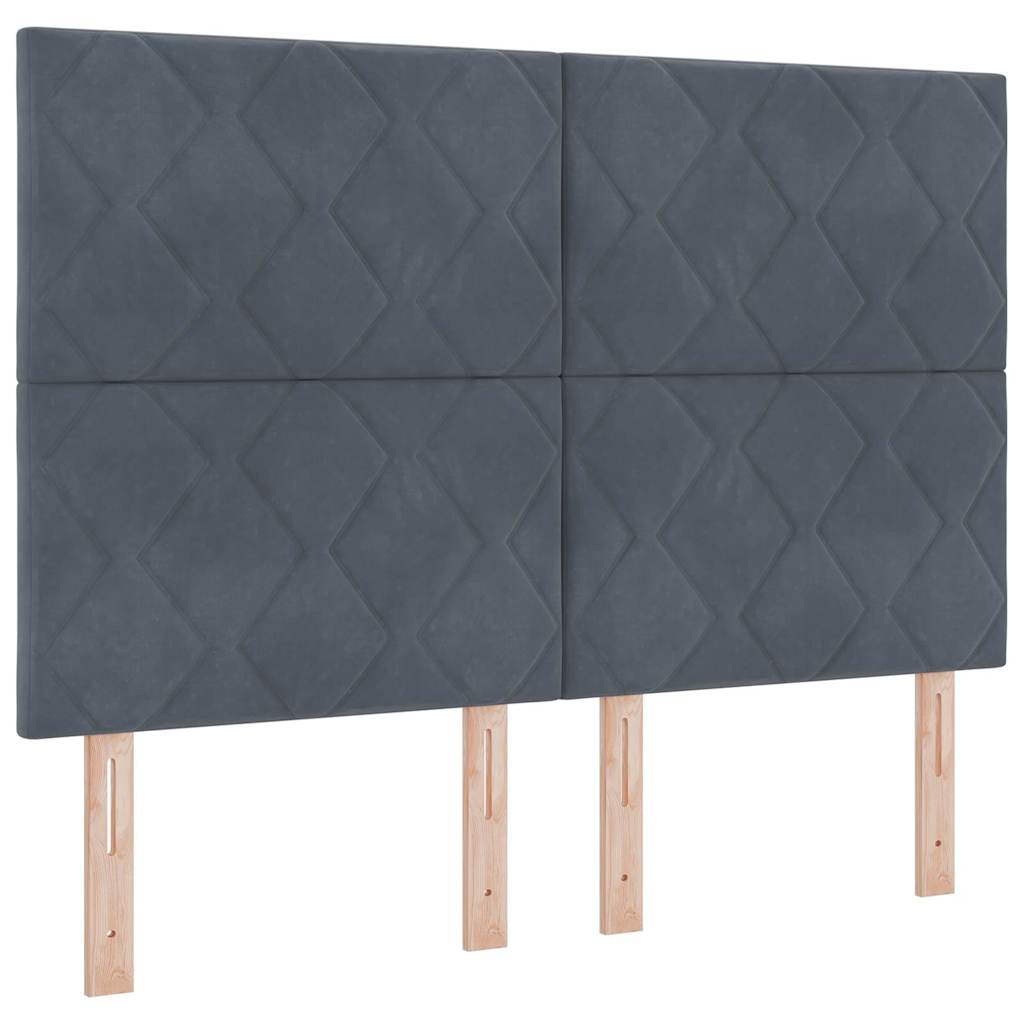 Boxspringbed met hoofdeinde Donkergrijs 190 x 140 cm Fluweel – afbeelding 6