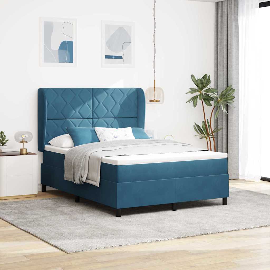 Boxspringbed met hoofdeinde Donkerblauw 190 x 140 cm Fluweel