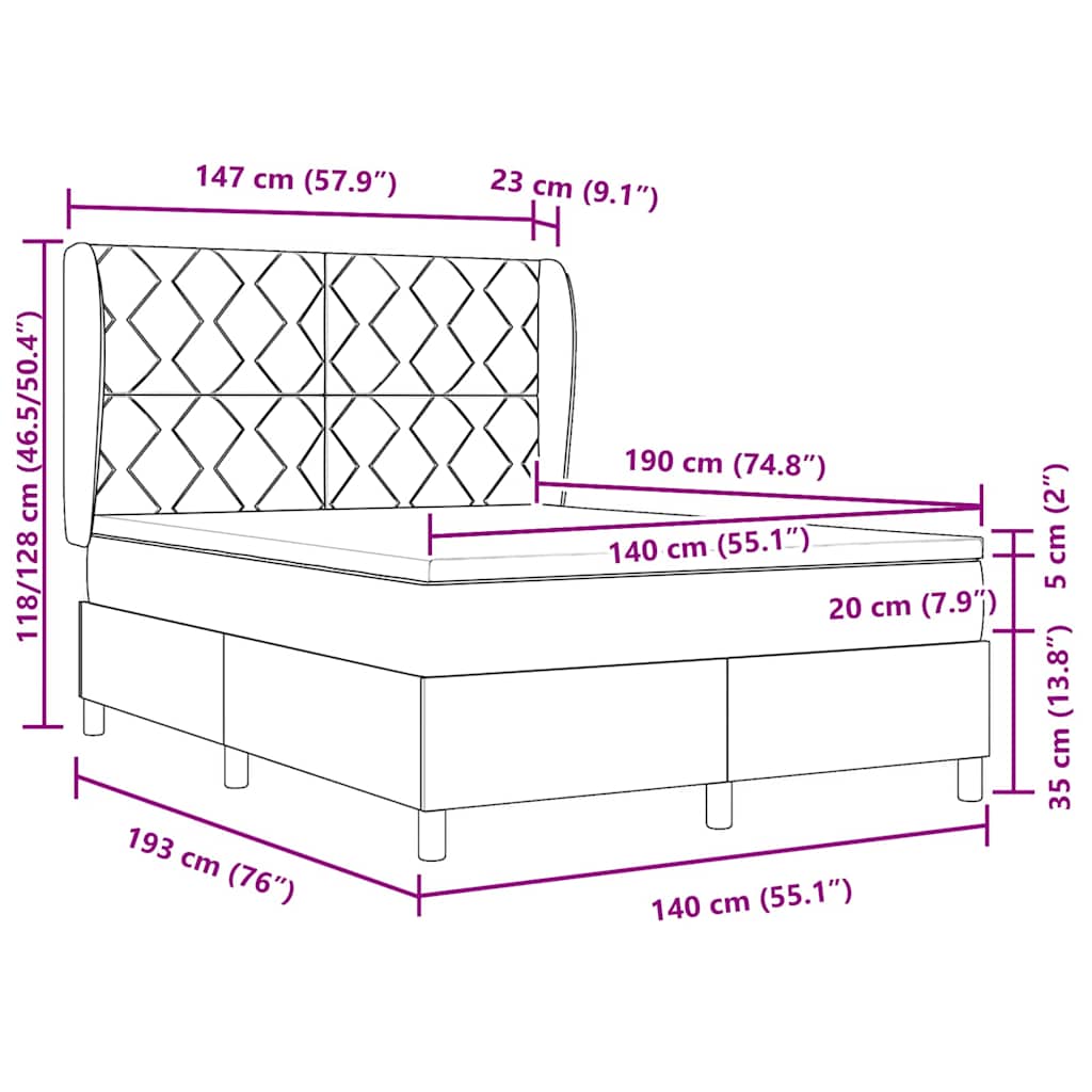 Boxspringbed met hoofdeinde Donkerblauw 190 x 140 cm Fluweel – afbeelding 12