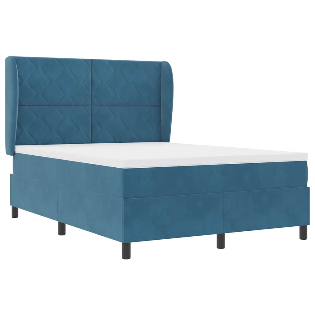 Boxspringbed met hoofdeinde Donkerblauw 190 x 140 cm Fluweel – afbeelding 4