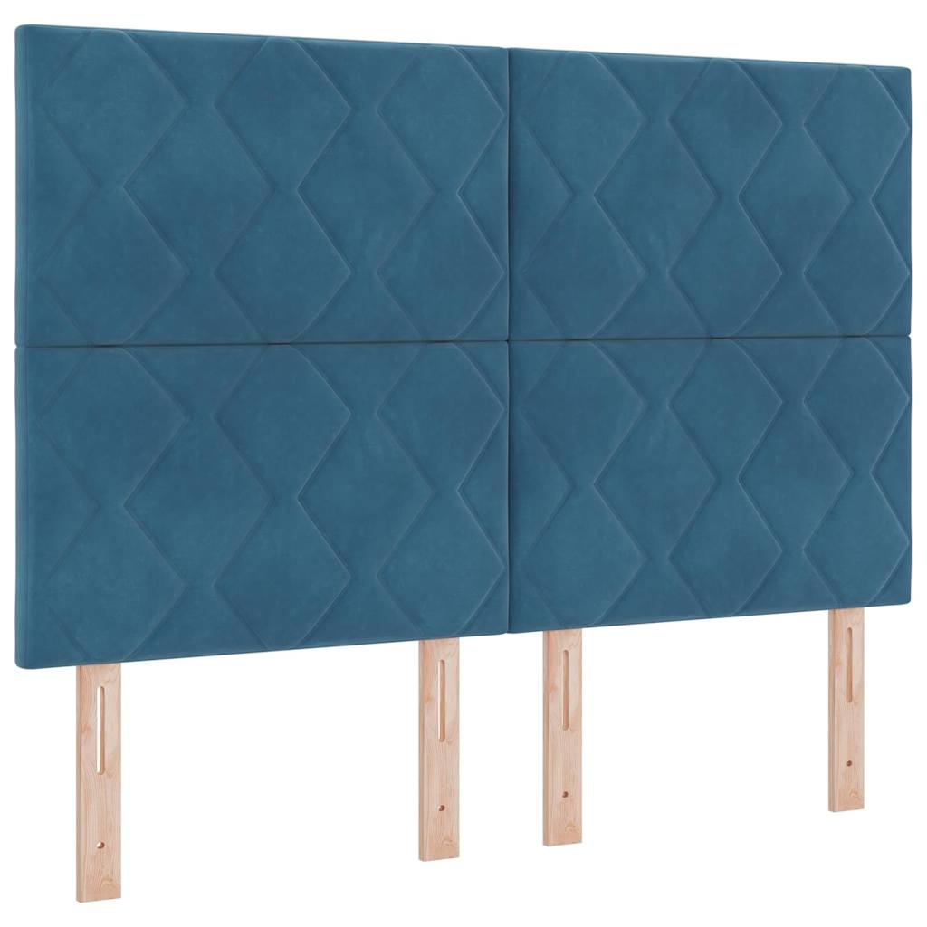 Boxspringbed met hoofdeinde Donkerblauw 190 x 140 cm Fluweel – afbeelding 6