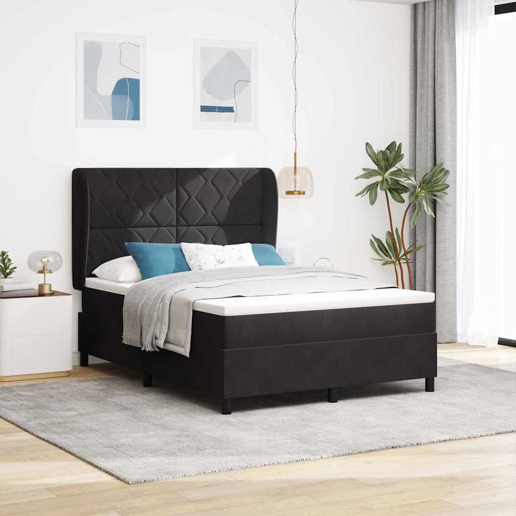 Boxspringbed met matras Zwart 200 x 140 cm Fluweel – afbeelding 1