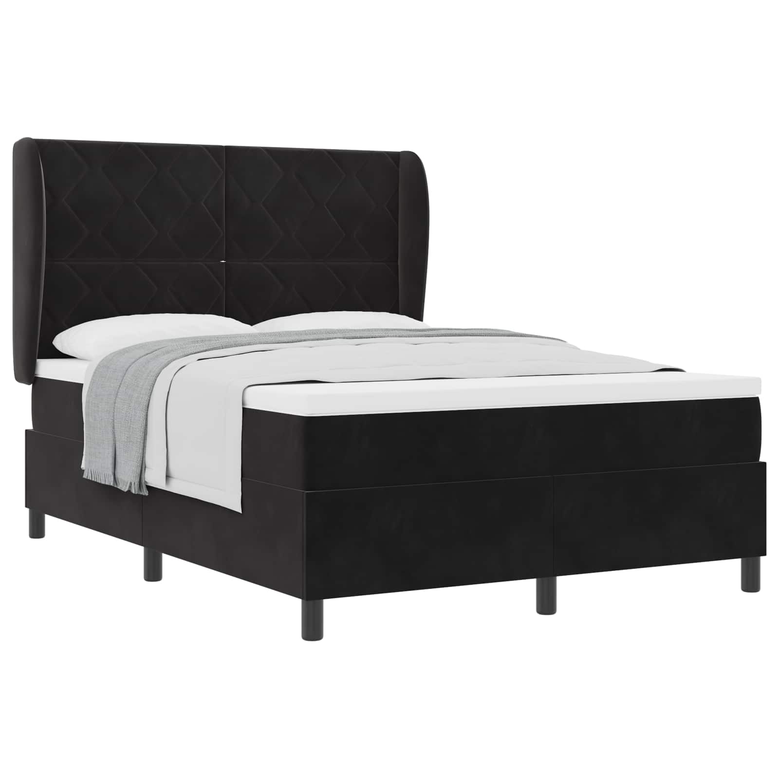 Boxspringbed met matras Zwart 200 x 140 cm Fluweel – afbeelding 2