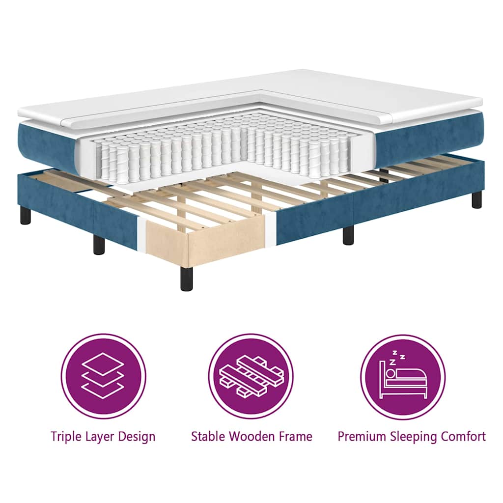 Boxspringbed met matras Donkerblauw 200 x 180 cm Fluweel – afbeelding 10