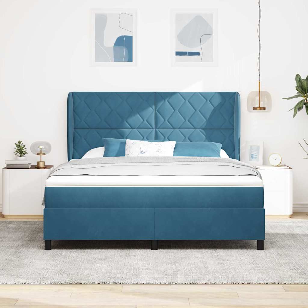 Boxspringbed met matras Donkerblauw 200 x 180 cm Fluweel – afbeelding 3