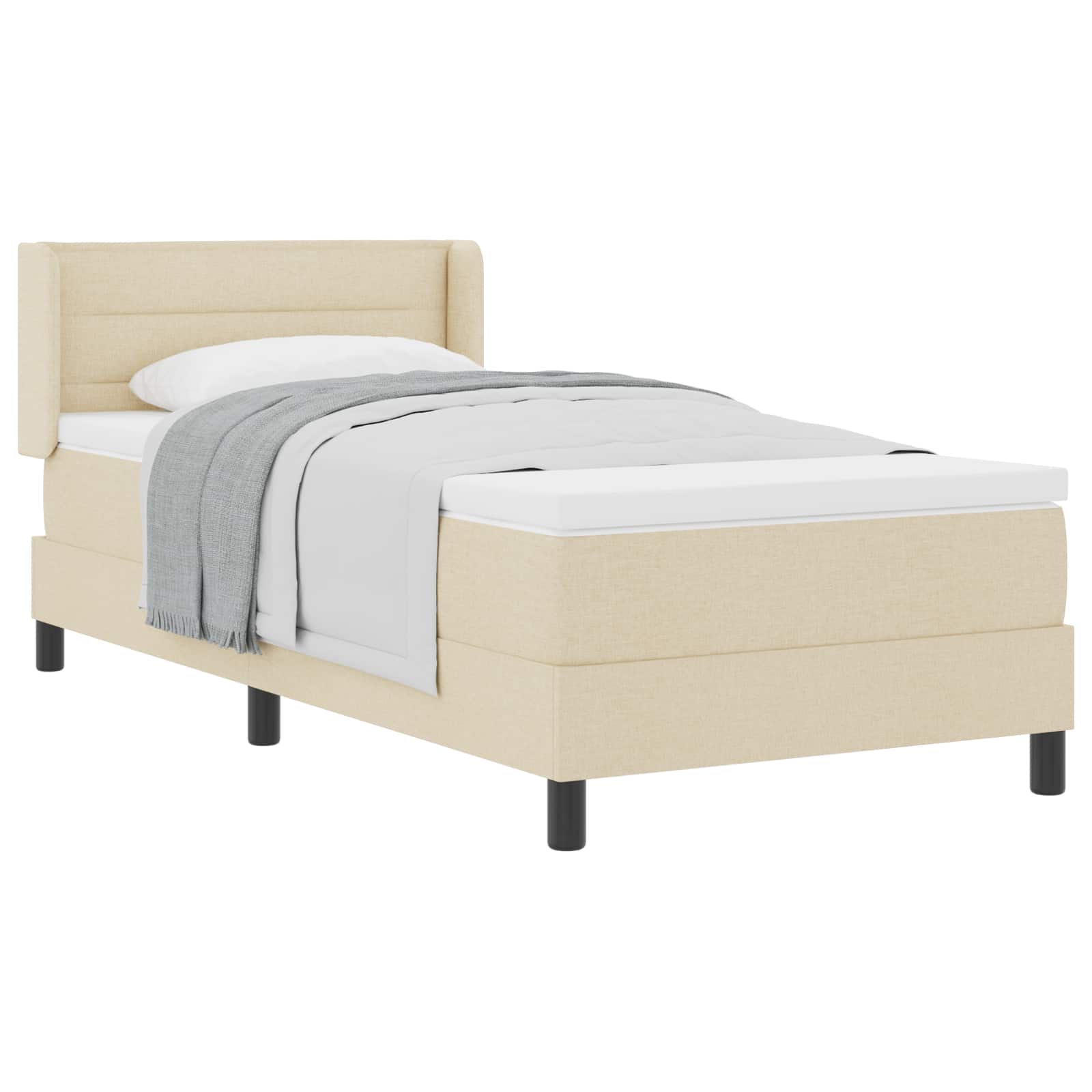 Boxspringbed met hoofdeinde Crème 190 x 90 cm Stof – afbeelding 2