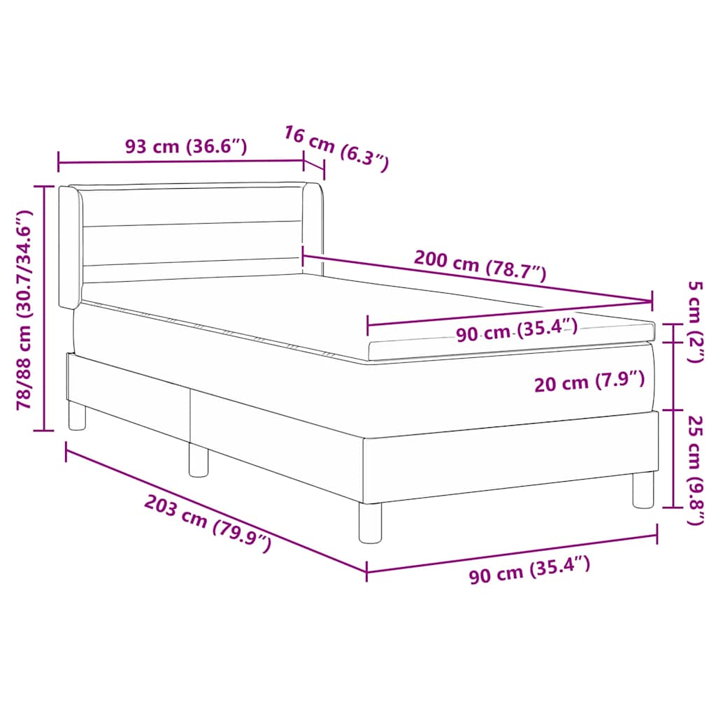 Boxspringbed met hoofdeinde Crème 200 x 90 cm Stof – afbeelding 12