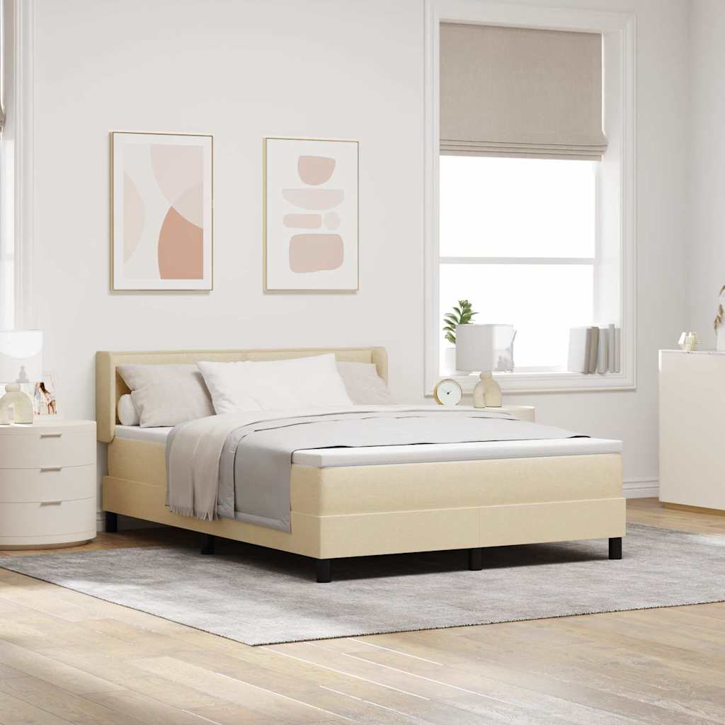 Boxspringbed met hoofdeinde Crème 190 x 140 cm Stof – afbeelding 1
