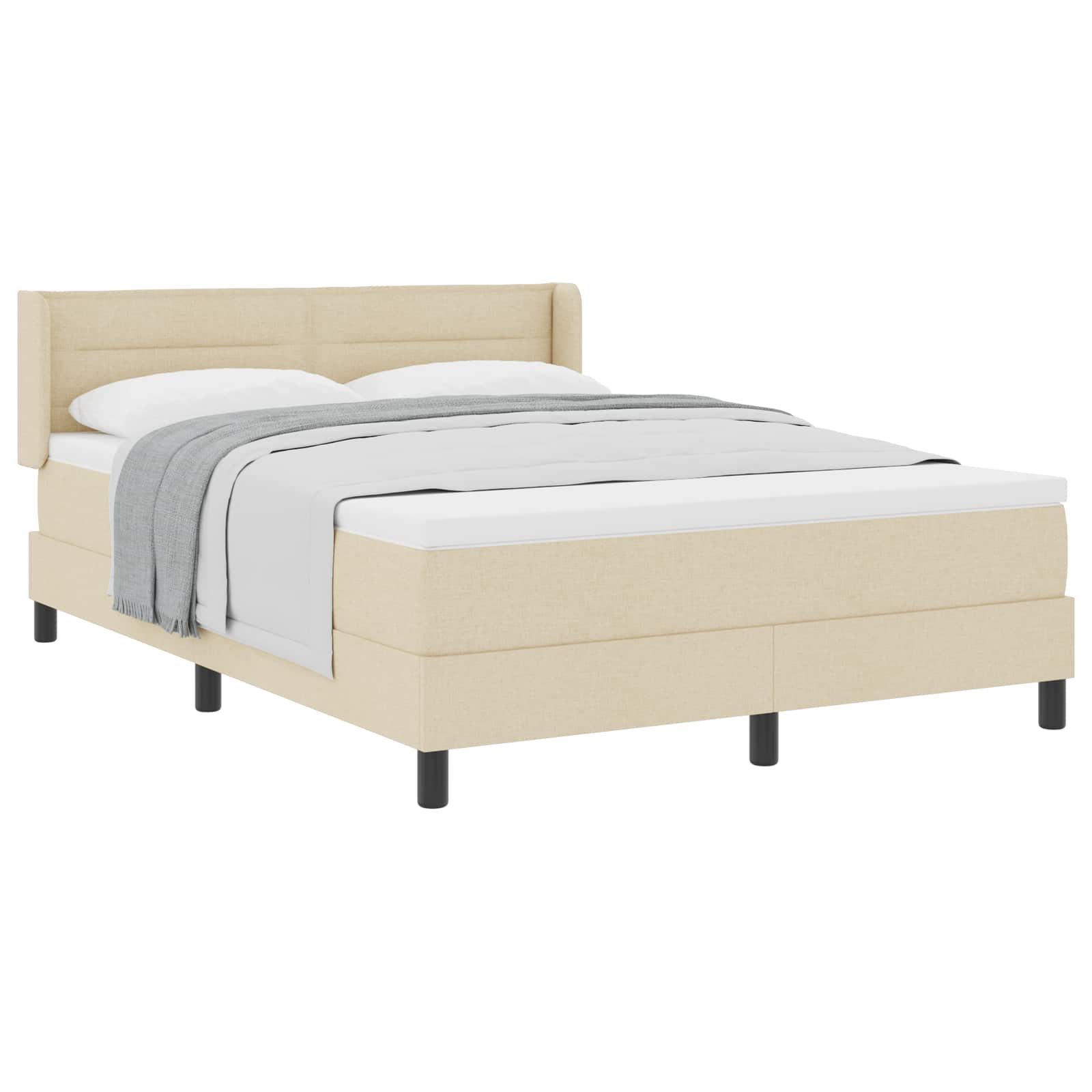 Boxspringbed met hoofdeinde Crème 190 x 140 cm Stof – afbeelding 2