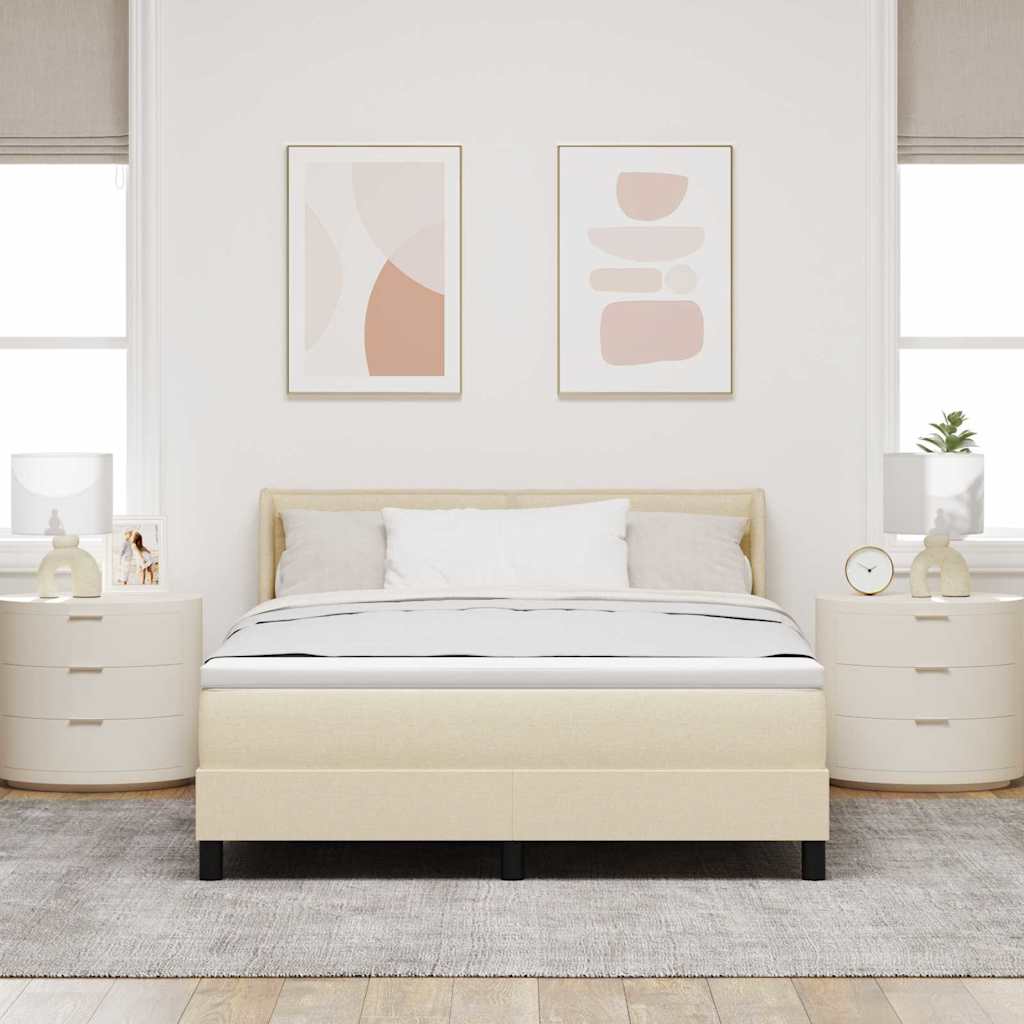 Boxspringbed met hoofdeinde Crème 190 x 140 cm Stof – afbeelding 3