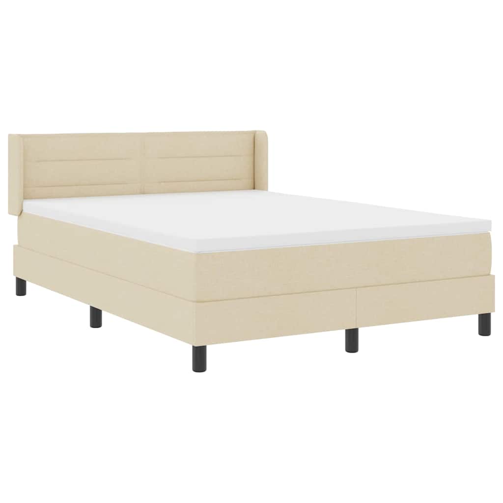 Boxspringbed met hoofdeinde Crème 190 x 140 cm Stof – afbeelding 6