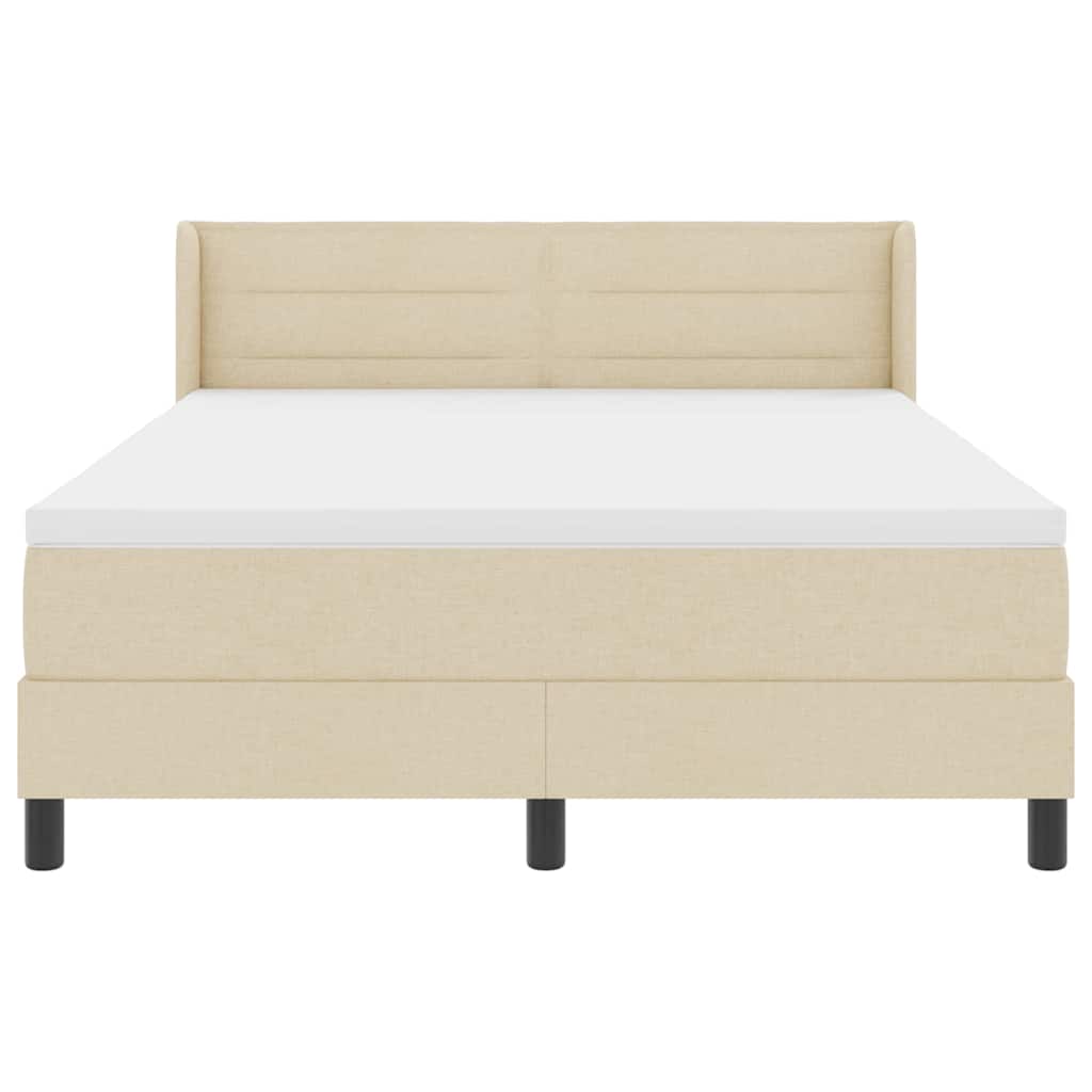 Boxspringbed met hoofdeinde Crème 190 x 140 cm Stof – afbeelding 7