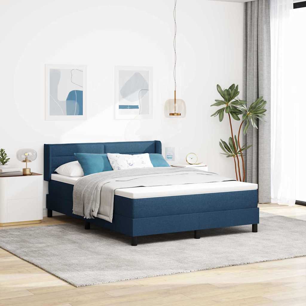 Boxspringbed met hoofdeinde Blauw 190 x 140 cm Stof – afbeelding 1