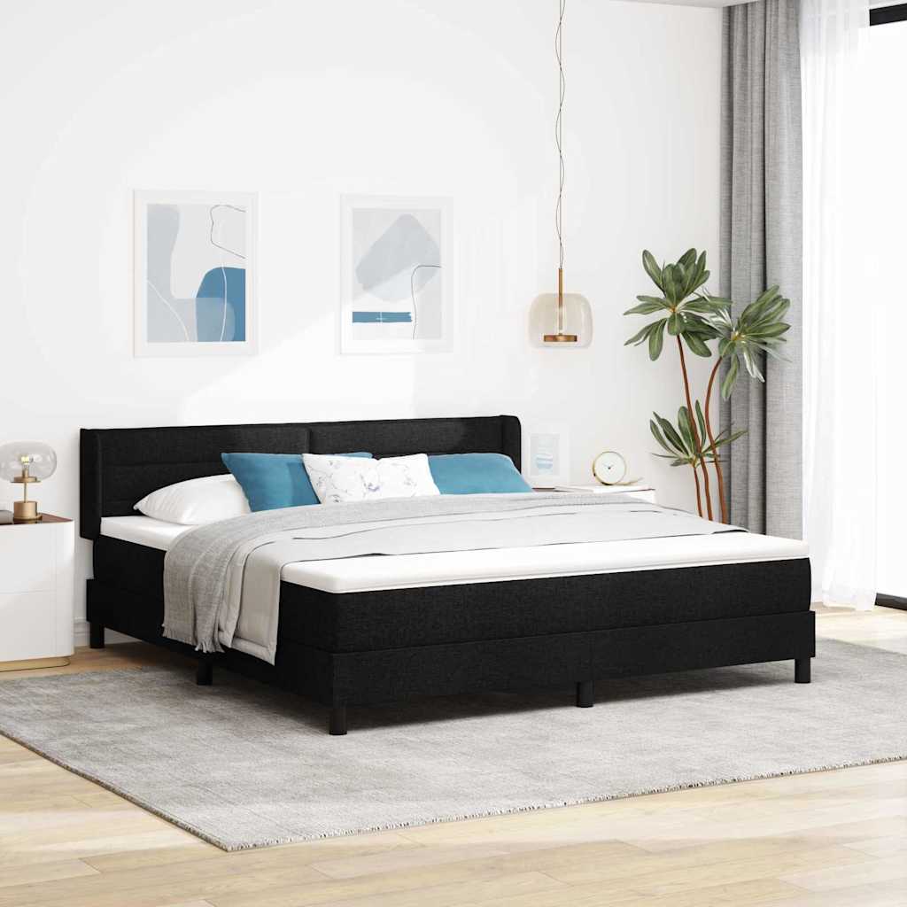 Boxspringbed met hoofdeinde Zwart 200 x 180 cm Stof – afbeelding 1