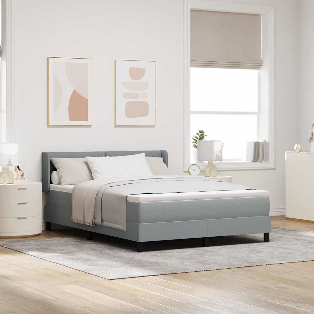 Boxspringbed met hoofdeinde Lichtgrijs 200 x 160 cm Stof – afbeelding 1