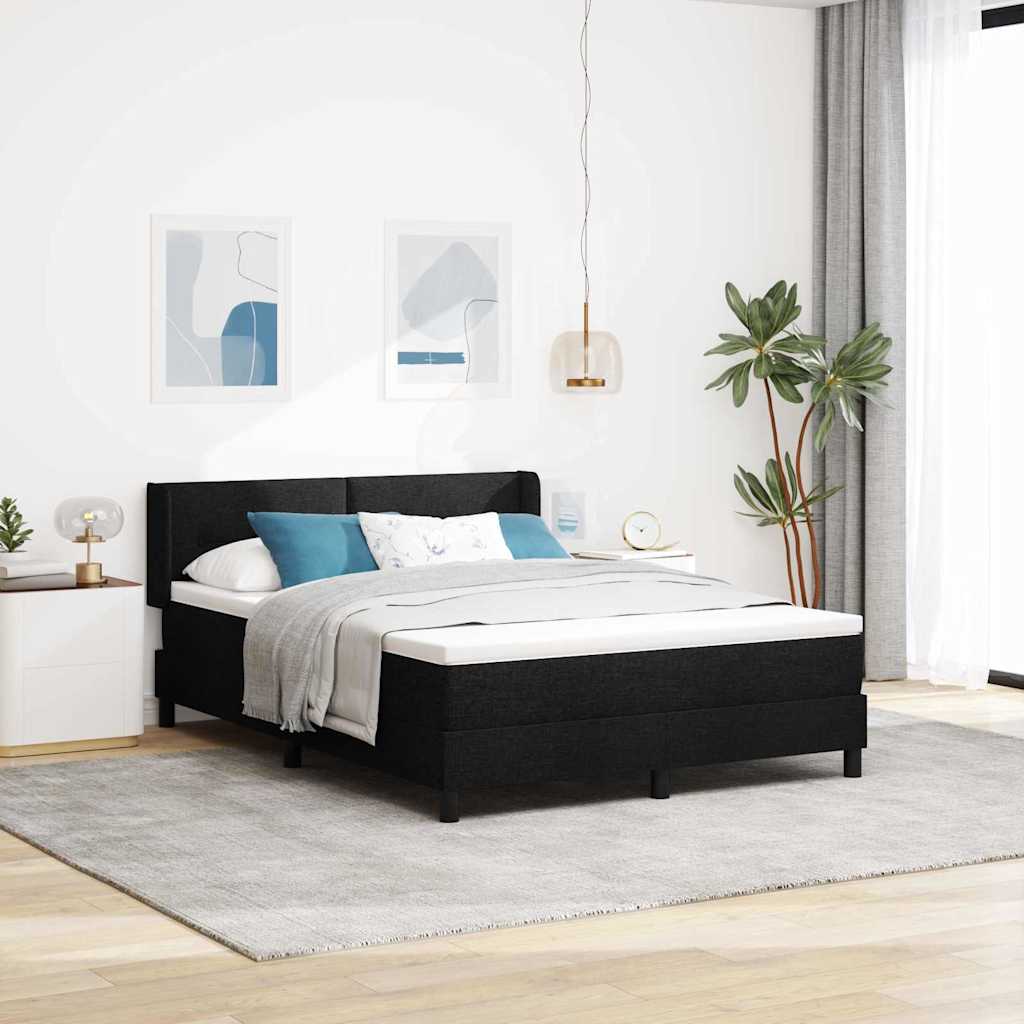 Boxspringbed met hoofdeinde Zwart 200 x 160 cm Stof – afbeelding 1
