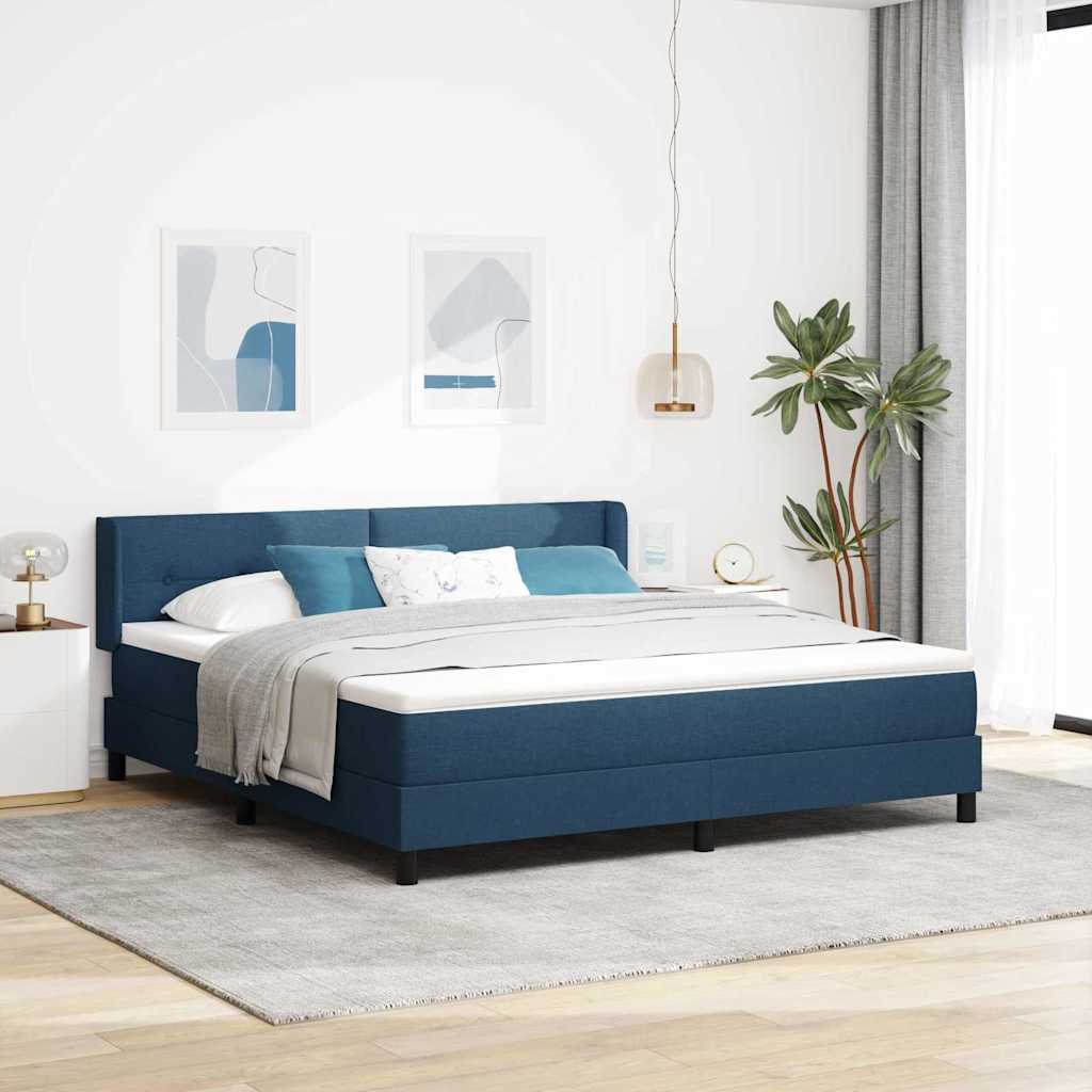 Boxspringbed met hoofdeinde Blauw 200 x 180 cm Stof