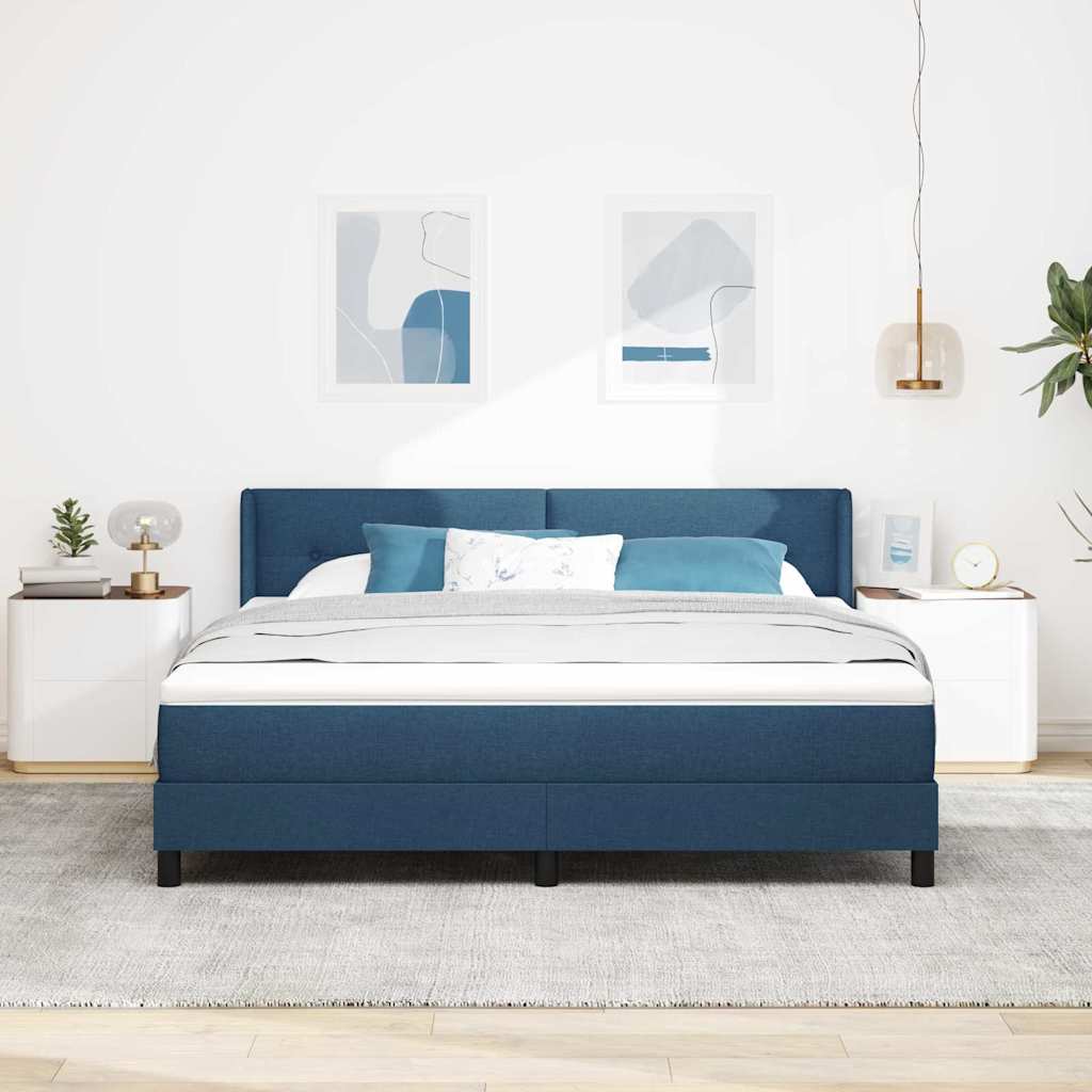 Boxspringbed met hoofdeinde Blauw 200 x 180 cm Stof – afbeelding 3