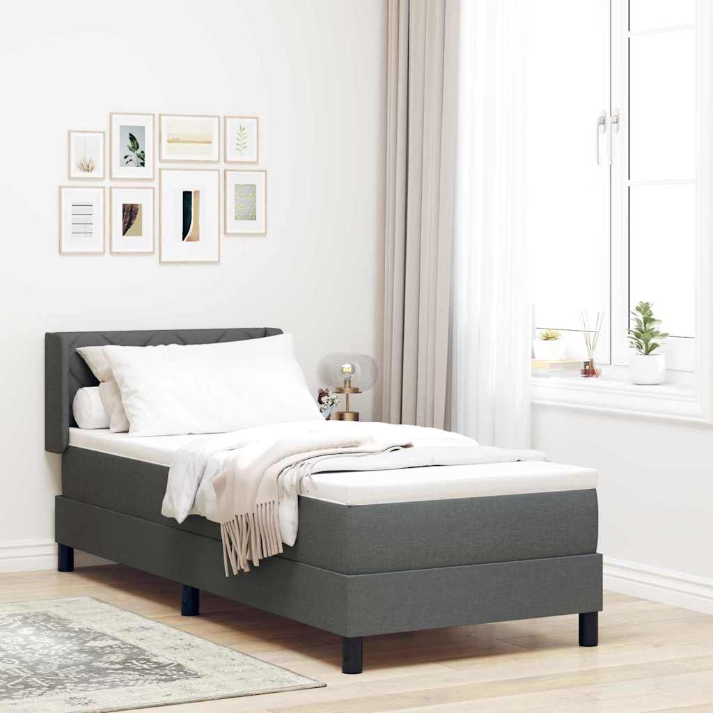 Boxspringbed met hoofdeinde Donkergrijs 200 x 80 cm Stof – afbeelding 1